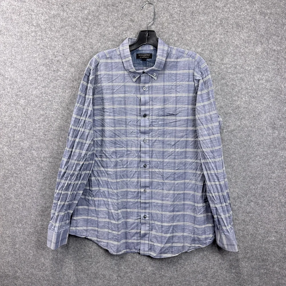 Banana Republic Mens XL Plaid Soft Wash Standard Fit Cotton Button Down Shirt
